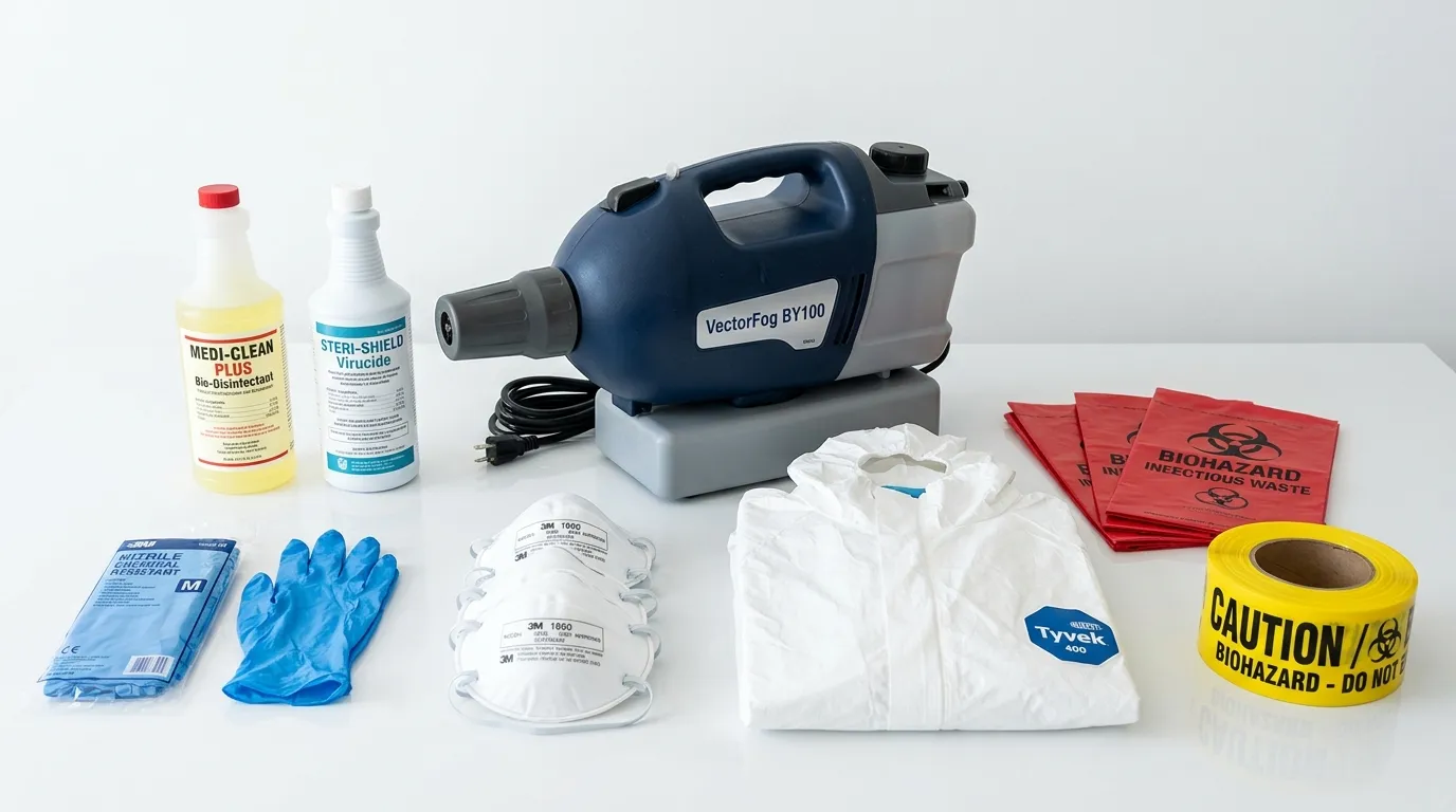 Professional biohazard remediation crew working in Comstock Park