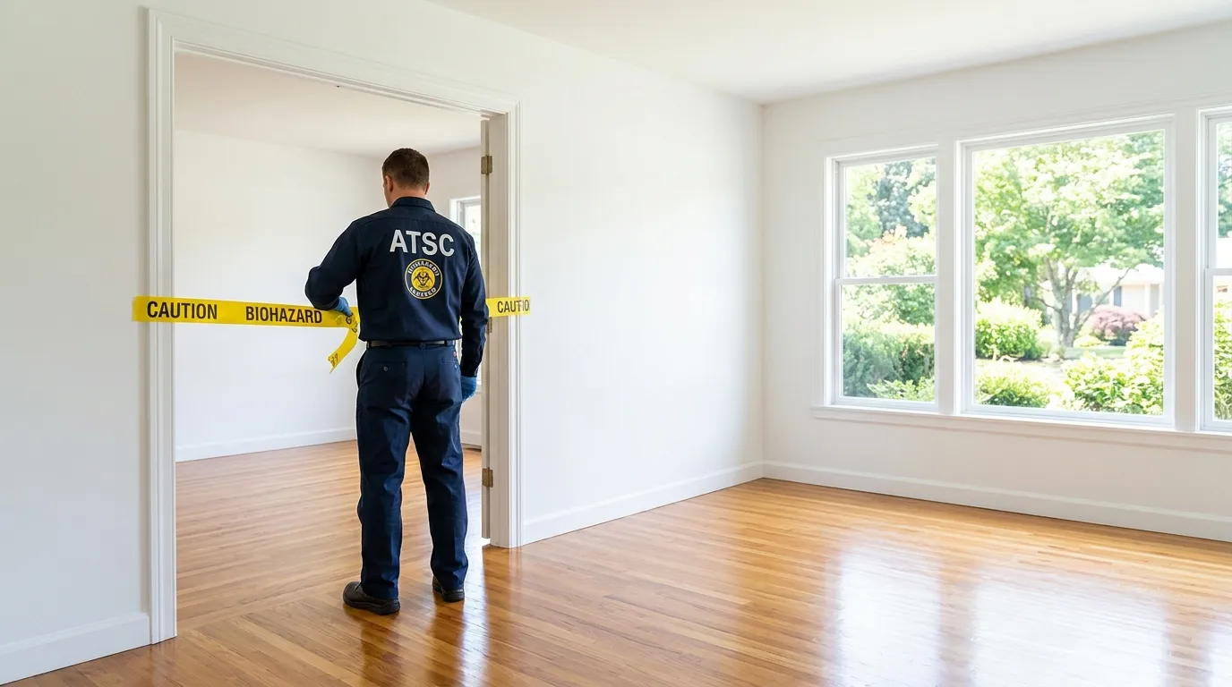 Certified biohazard cleanup crew performing Decomposition Cleanup in Comstock Park